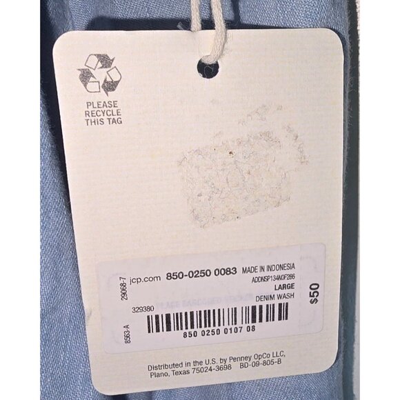 A.N.A Light Blue Denim-Look Smocked Square Neck Dress L - Picture 7 of 7